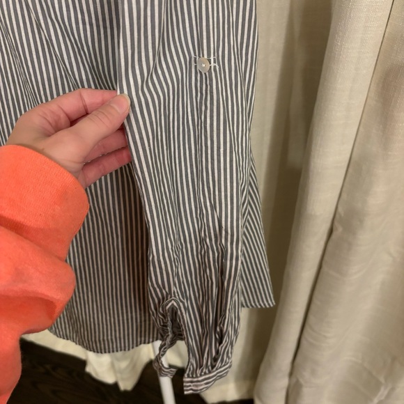 Striped Grey/white Button Up Blouse (S) - Picture 5 of 6
